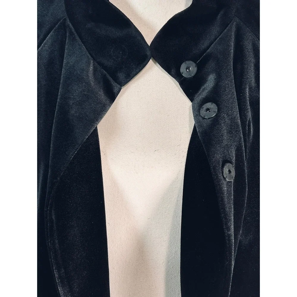 SC by Sara Campbell Black Velvet Capelet Jacket Stand Collar Cropped Coat Medium